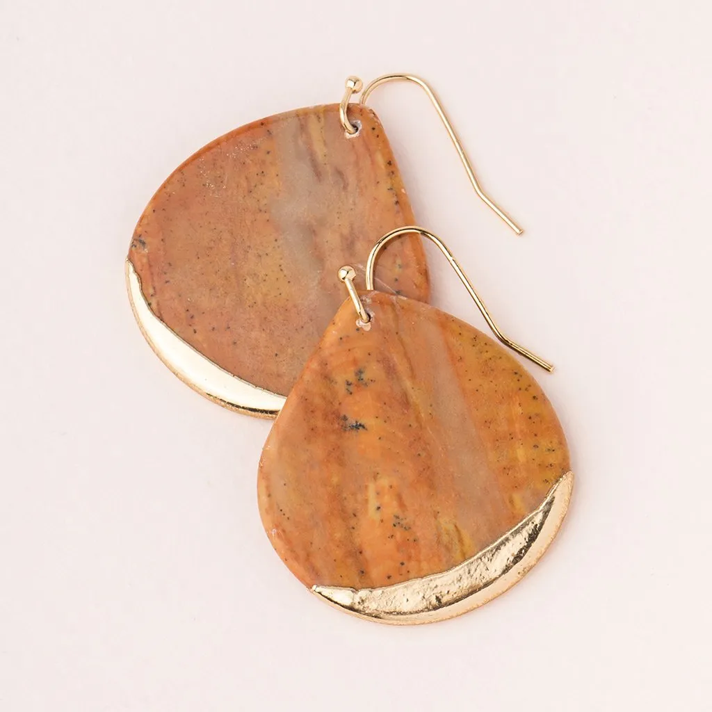 Stone Dipped Teardrop Earring: Petrified Wood