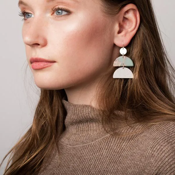 Stone Half Moon Earring - Picasso Jasper - Two Options