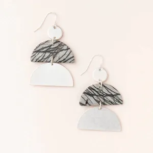Stone Half Moon Earring - Picasso Jasper - Two Options