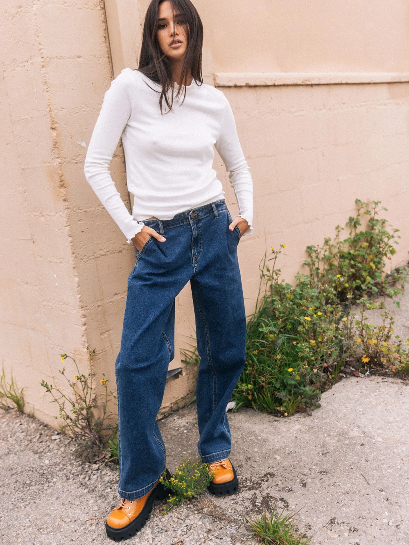 Stoned Boyfriend High rise Jeans - Indigo Ridge Wash