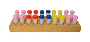 Storage Set with 20 Plastic Drill Bottles & Wooden Stand