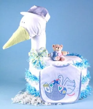 Stork Delivers Baby Boy Diaper Cake