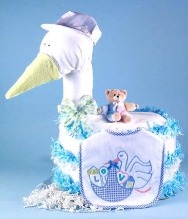 Stork Delivers Baby Boy Diaper Cake