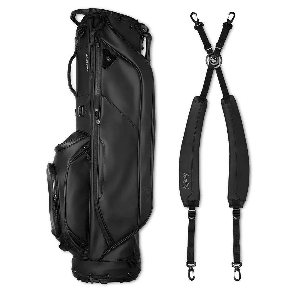 Sunday Golf Ryder 23 Golf Stand Bag Black Vegan Leather (Bag Height 35")
