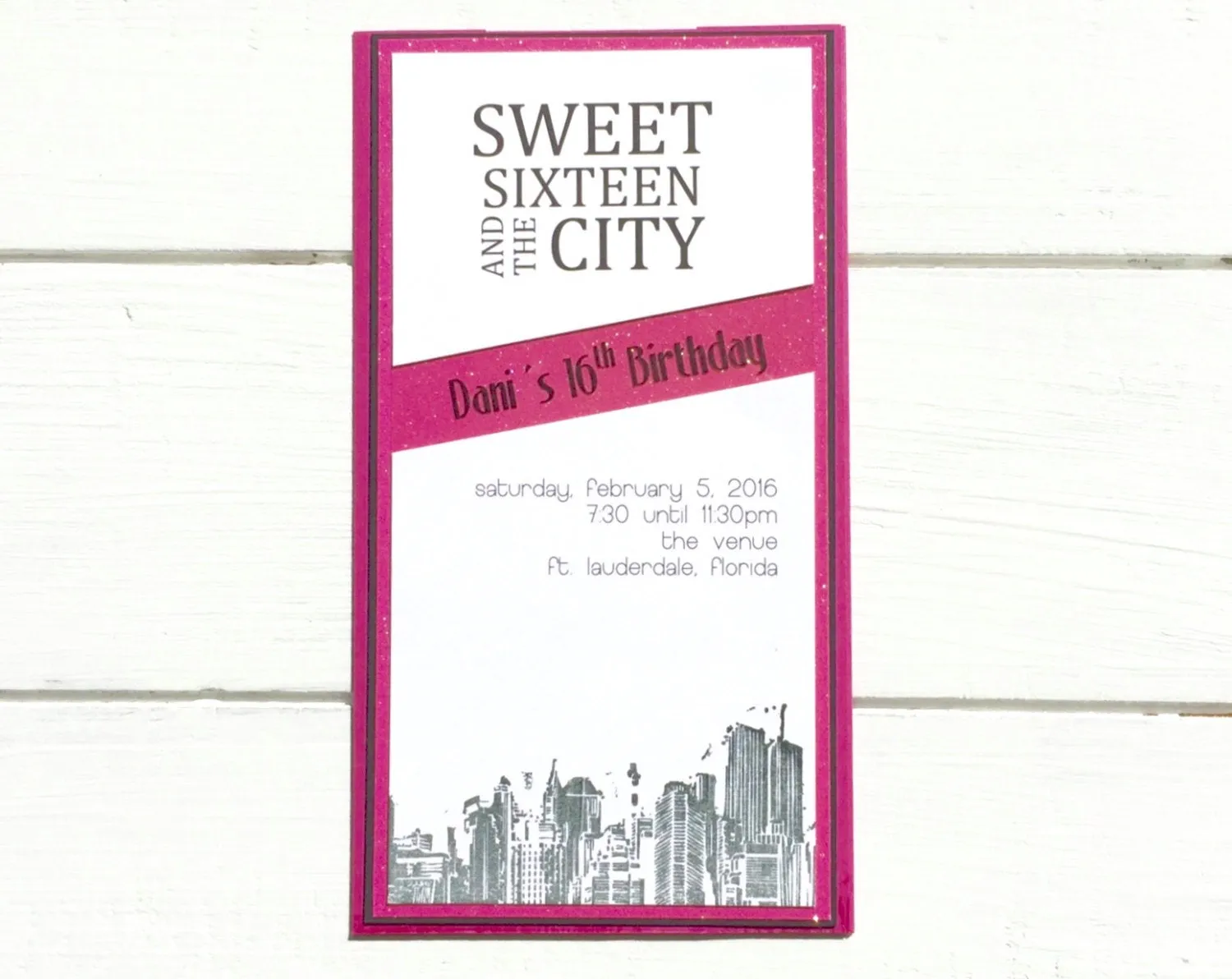 Sweet 16 Invitation - Birthday Invitation - Quinceañera Invitation  - Bat Mitzvah Invitation - Shower Invitation - Skyline Invitation