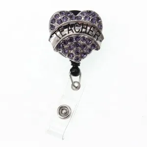 Teacher Heart Badge Holder Reel