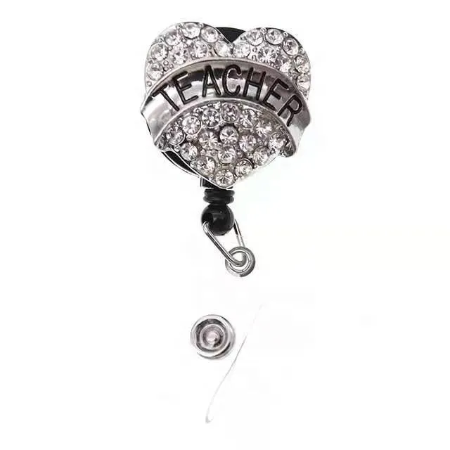 Teacher Heart Badge Holder Reel