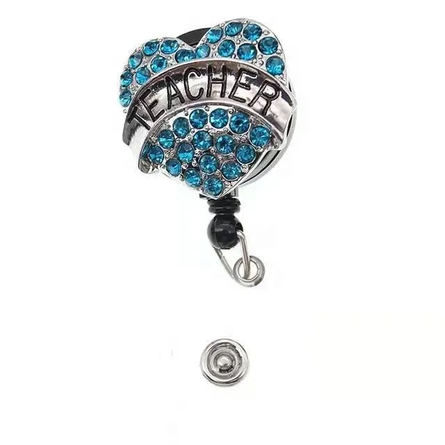 Teacher Heart Badge Holder Reel
