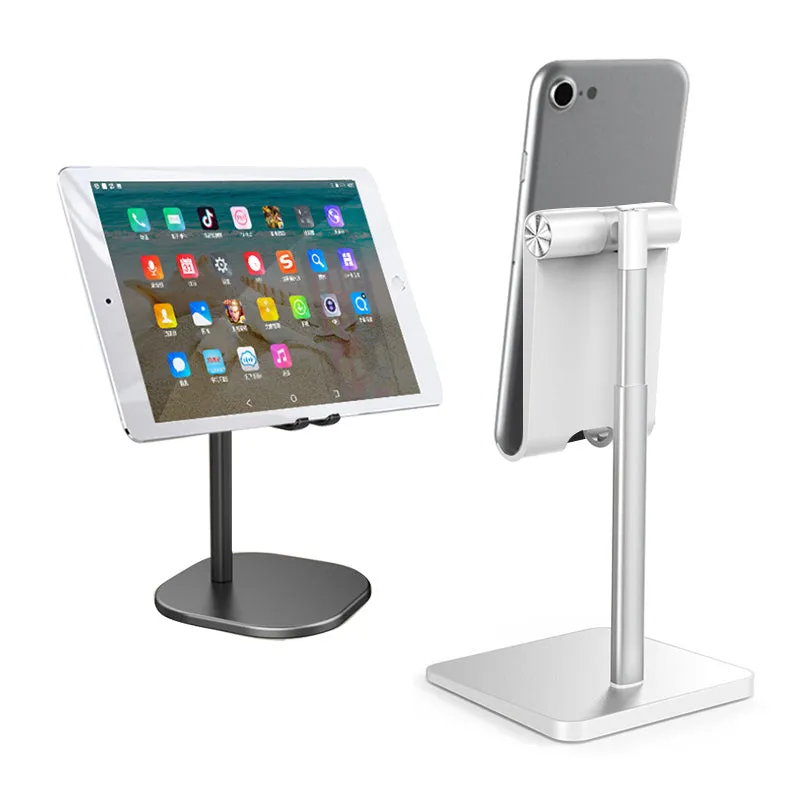 Telescopic Desk Mobile Phone Holder Stand for IPhone IPad Adjustable Metal Desktop Tablet Holder Gray-telescopic version