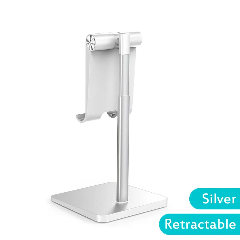 Telescopic Desk Mobile Phone Holder Stand for IPhone IPad Adjustable Metal Desktop Tablet Holder Gray-telescopic version