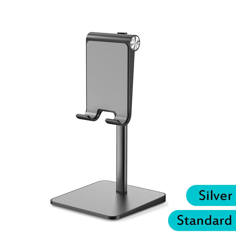 Telescopic Desk Mobile Phone Holder Stand for IPhone IPad Adjustable Metal Desktop Tablet Holder Gray-telescopic version
