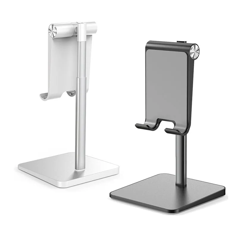 Telescopic Desk Mobile Phone Holder Stand for IPhone IPad Adjustable Metal Desktop Tablet Holder Gray-telescopic version