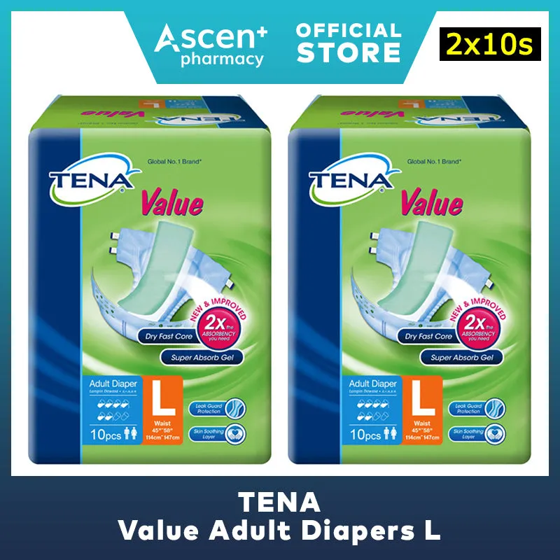 TENA Value Adult Diapers L [2x10s]