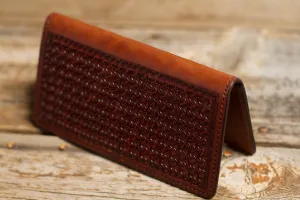 Texas Saddlery Chocolate Spider Tooled Checkbook Cover