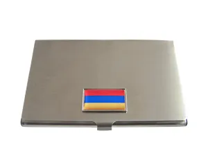Thin Bordered Armenia Flag Pendant Business Card Holder
