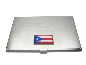 Thin Bordered Commonwealth of Puerto Rico Flag Business Card Holder