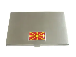 Thin Bordered Macedonia Flag Pendant Business Card Holder