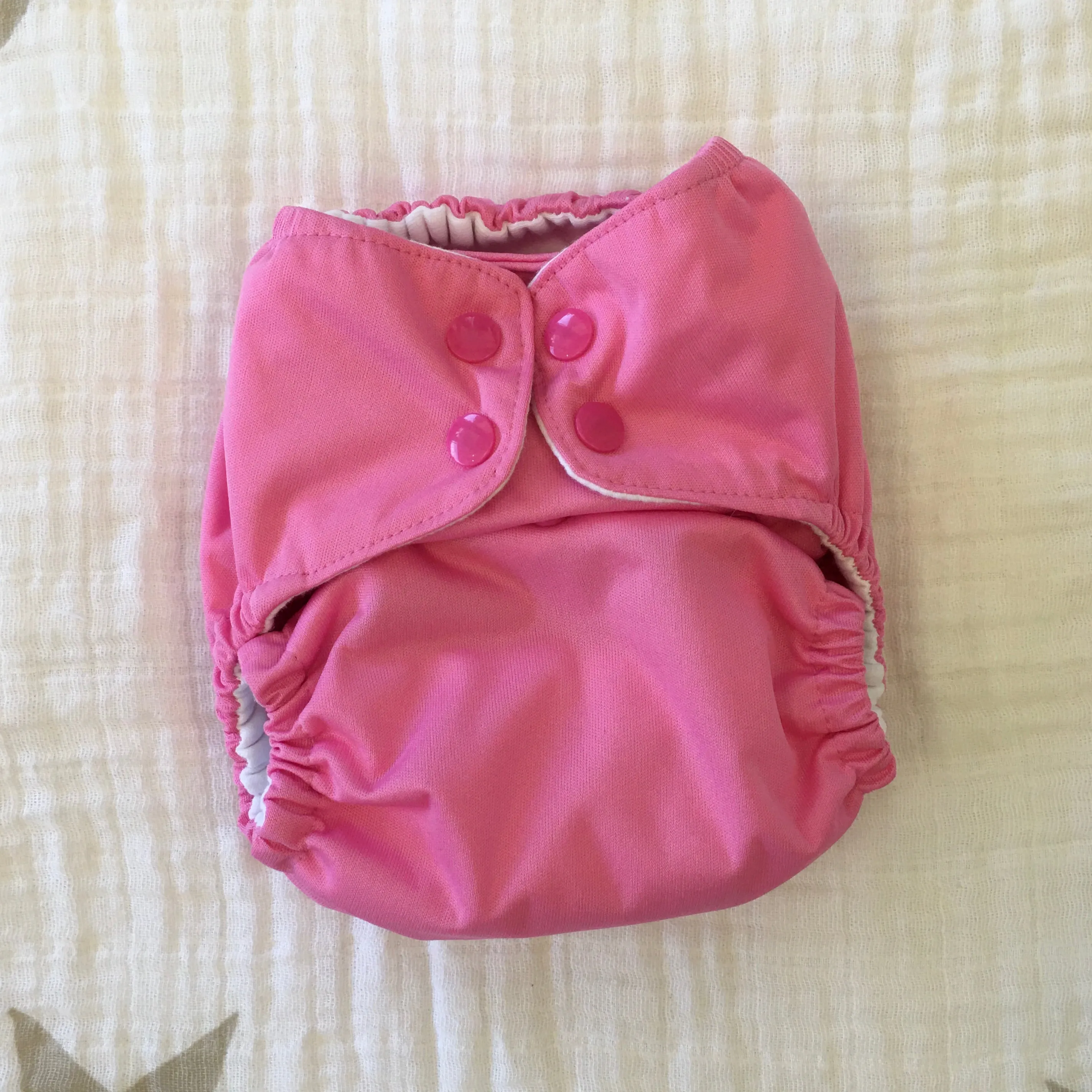 Thrifted Thirsties Natural One Size AIO - Snaps - Bubblegum (EUC)