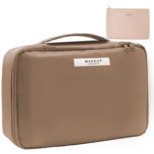 Travel Makeup Bag Cosmetic Bag Makeup Bag Toiletry bag for women and men (Coffee)