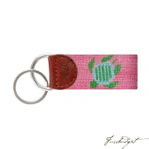 Turtle (Pink) Needlepoint Key Fob