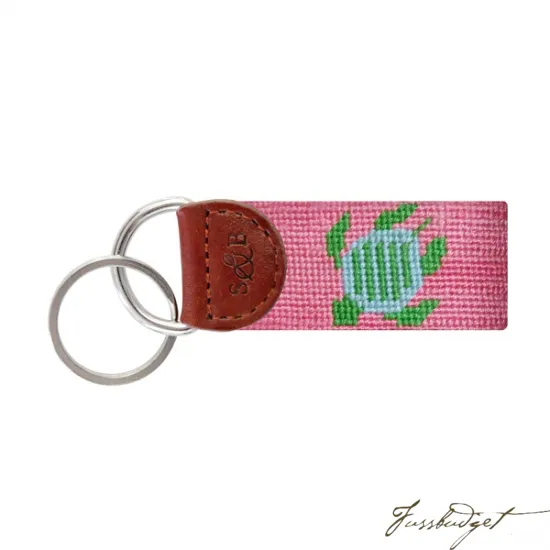 Turtle (Pink) Needlepoint Key Fob