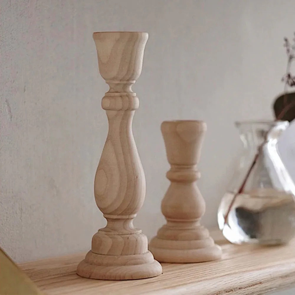 Unfinished Wooden Candlesticks - DIY Craft Candle Holders