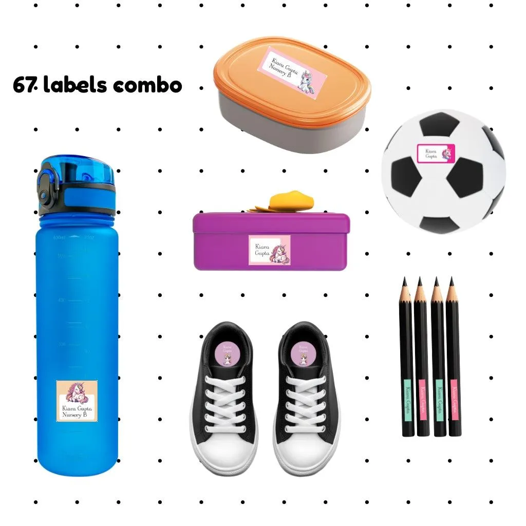 Unicorn Waterproof Label Combo - Pack of 67 labels