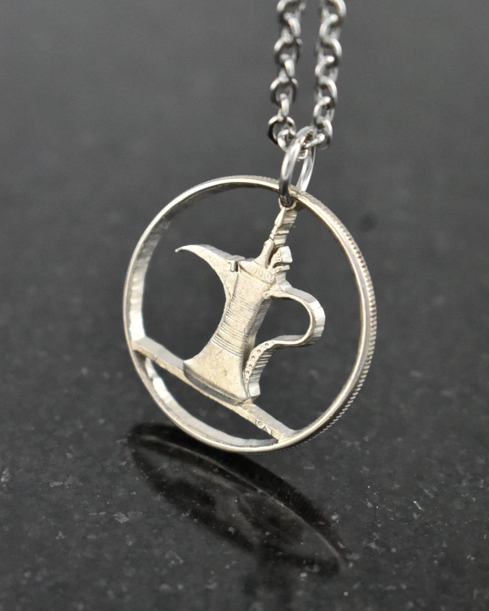 United Arab Emirates - Dallah Coffee Pot Cut Coin Pendant