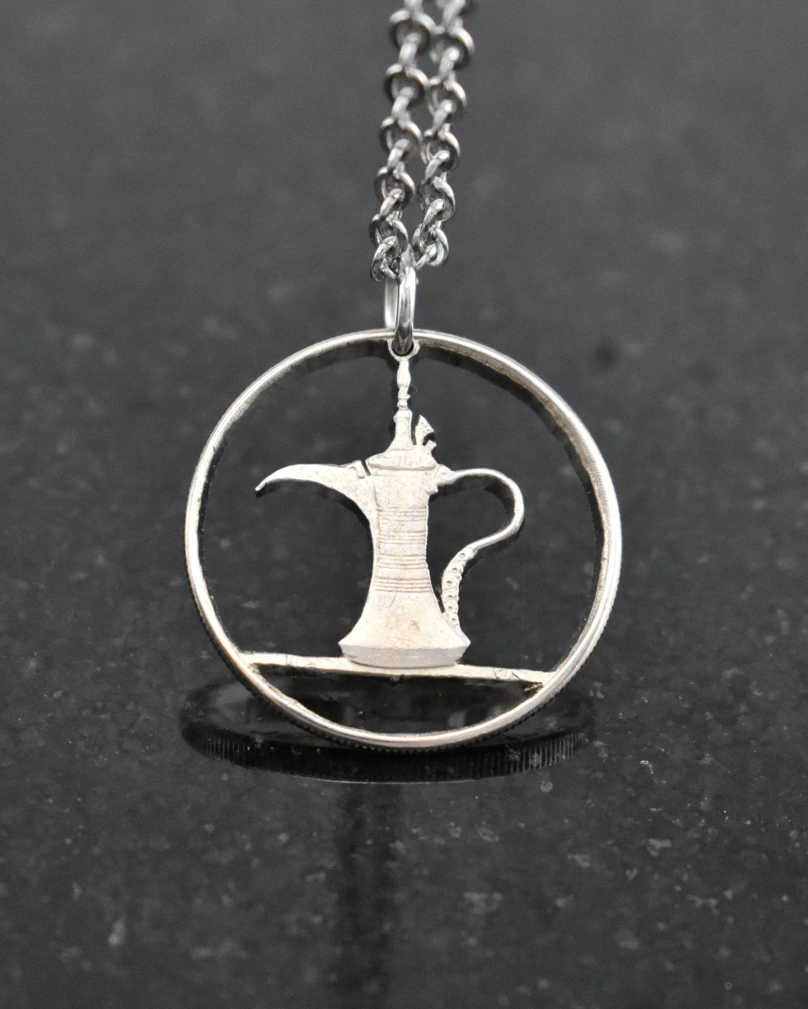 United Arab Emirates - Dallah Coffee Pot Cut Coin Pendant