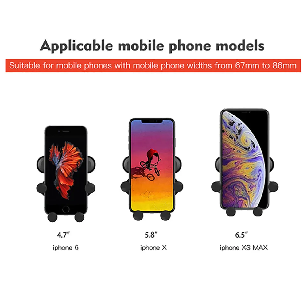 Universal Car Phone Holder For iPhone X XS Max Samsung Huawei Car Air Vent Mount Holder Gravity Mobile Phone Holder Silver