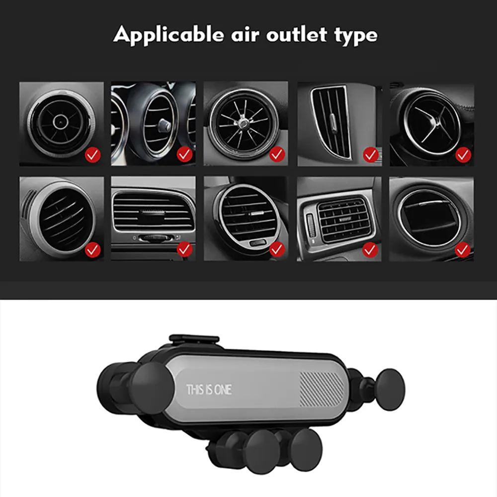 Universal Car Phone Holder For iPhone X XS Max Samsung Huawei Car Air Vent Mount Holder Gravity Mobile Phone Holder Silver
