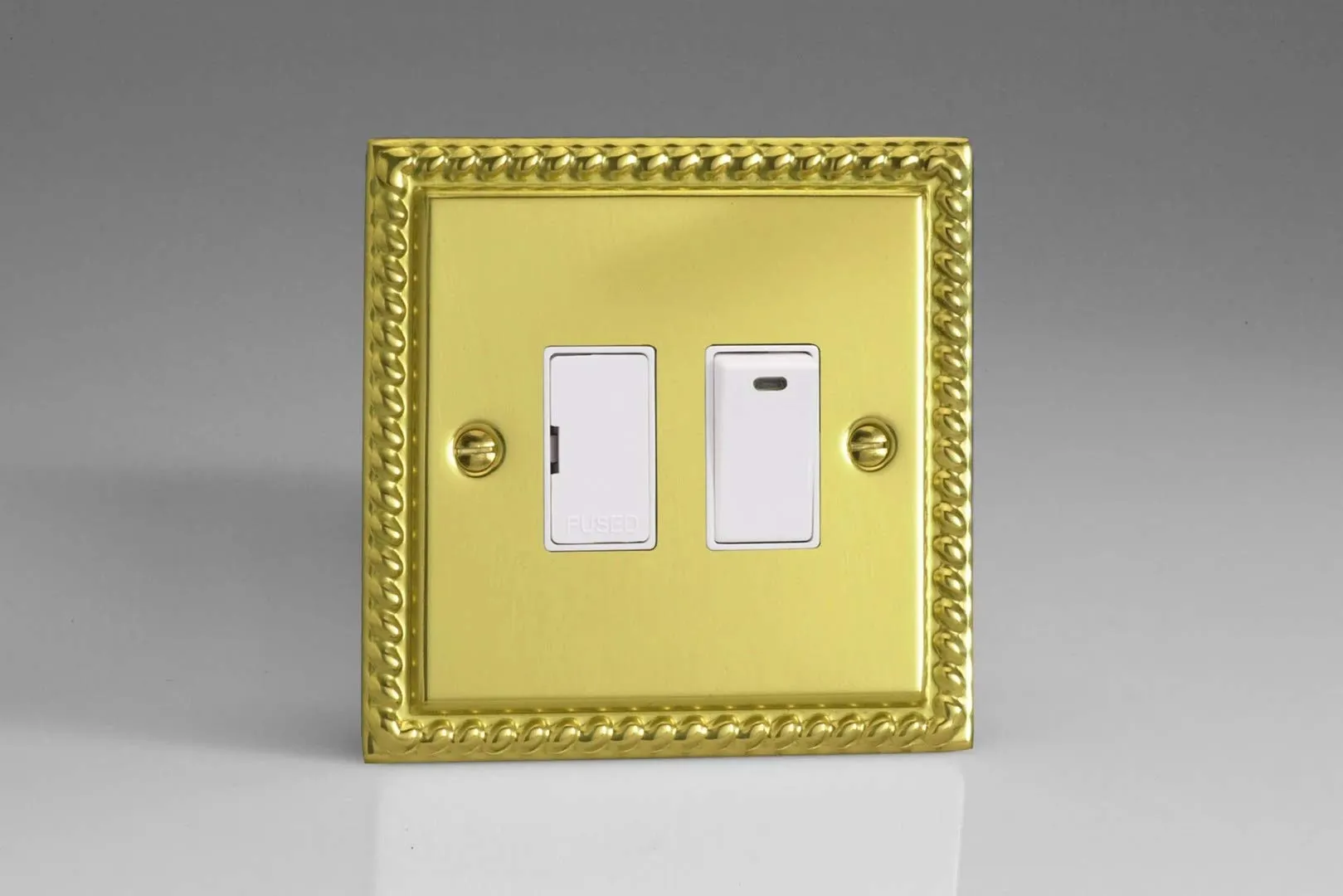 Varilight 1-Gang 13A Switched Fused Spur with Neon Georgian Brass XG6NW