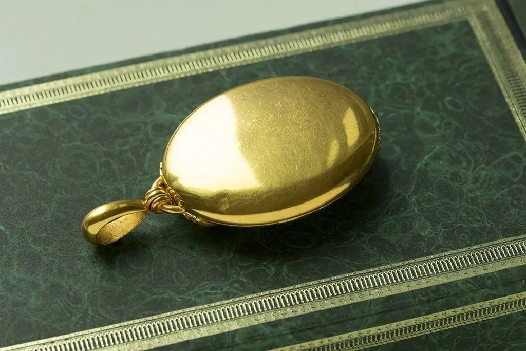 Victorian Diamond Cuff Button Gold Locket