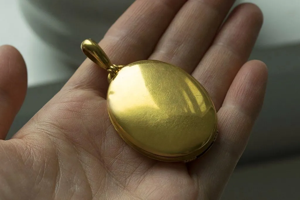 Victorian Diamond Cuff Button Gold Locket
