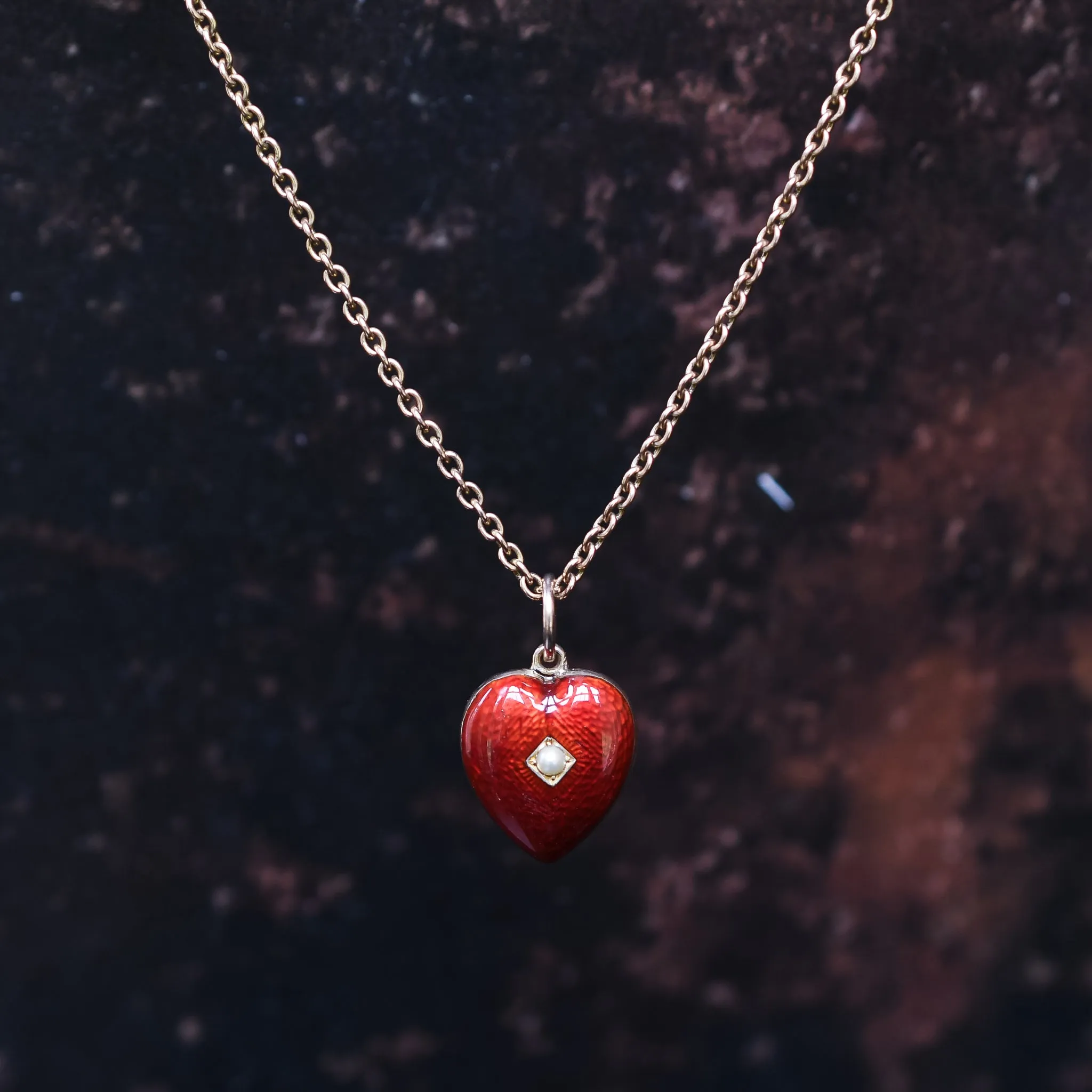 Victorian Pearl & Guilloché Enamel Locket Pendant