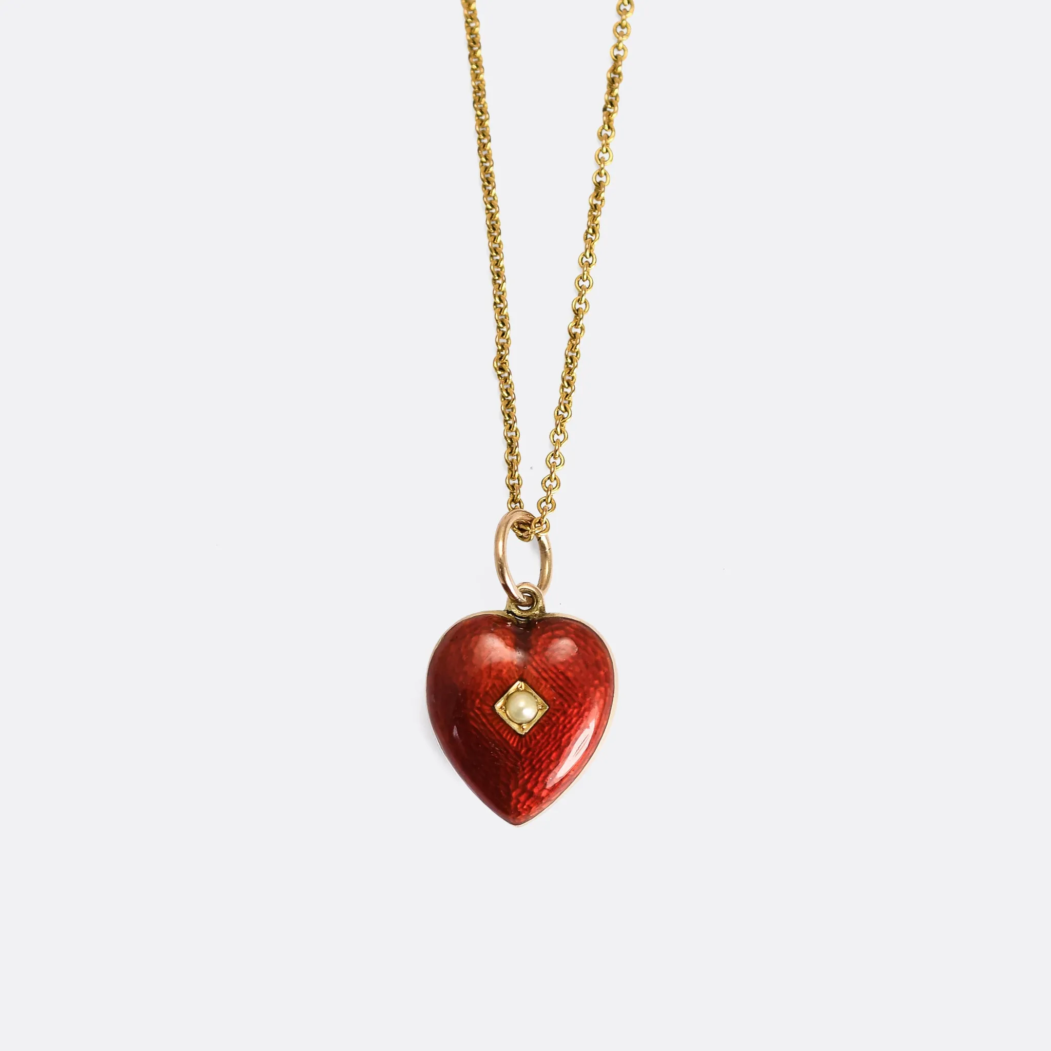 Victorian Pearl & Guilloché Enamel Locket Pendant