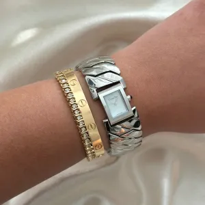 VINTAGE DIOR MOTHER-OF-PEARL SILVER WATCH
