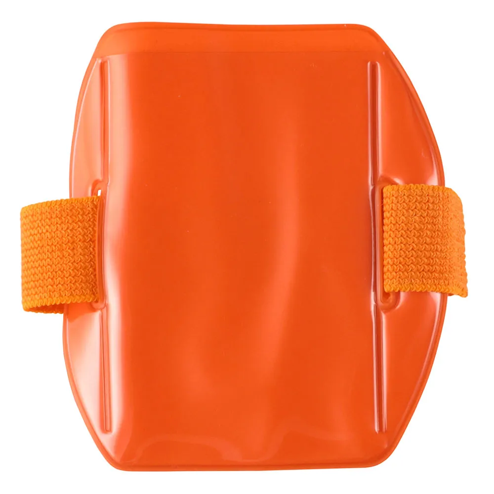 Vinyl Vertical Arm Band Badge Holder, 2.38" x 3.38" - Fluorescent Orange (25/Box)
