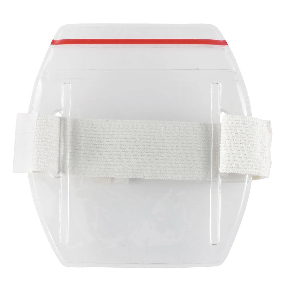 Vinyl Vertical Arm Band Badge Holder with Resealable Closure and Strap, 2.38" x 3.38" (25/Box)
