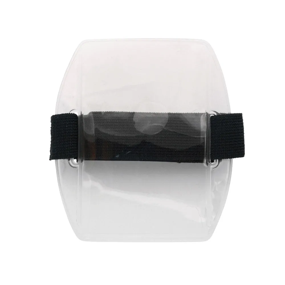 Vinyl Vertical Arm Band Badge Holder with Strap, 2.75" x 3.8" - Clear (25/Box)