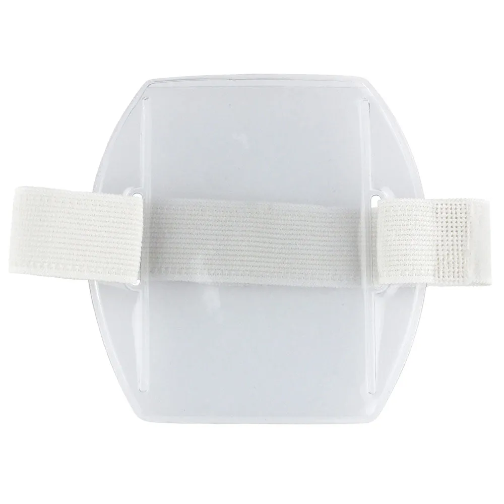 Vinyl Vertical Arm Band Badge Holder with Strap, 2.75" x 3.8" - Clear (25/Box)
