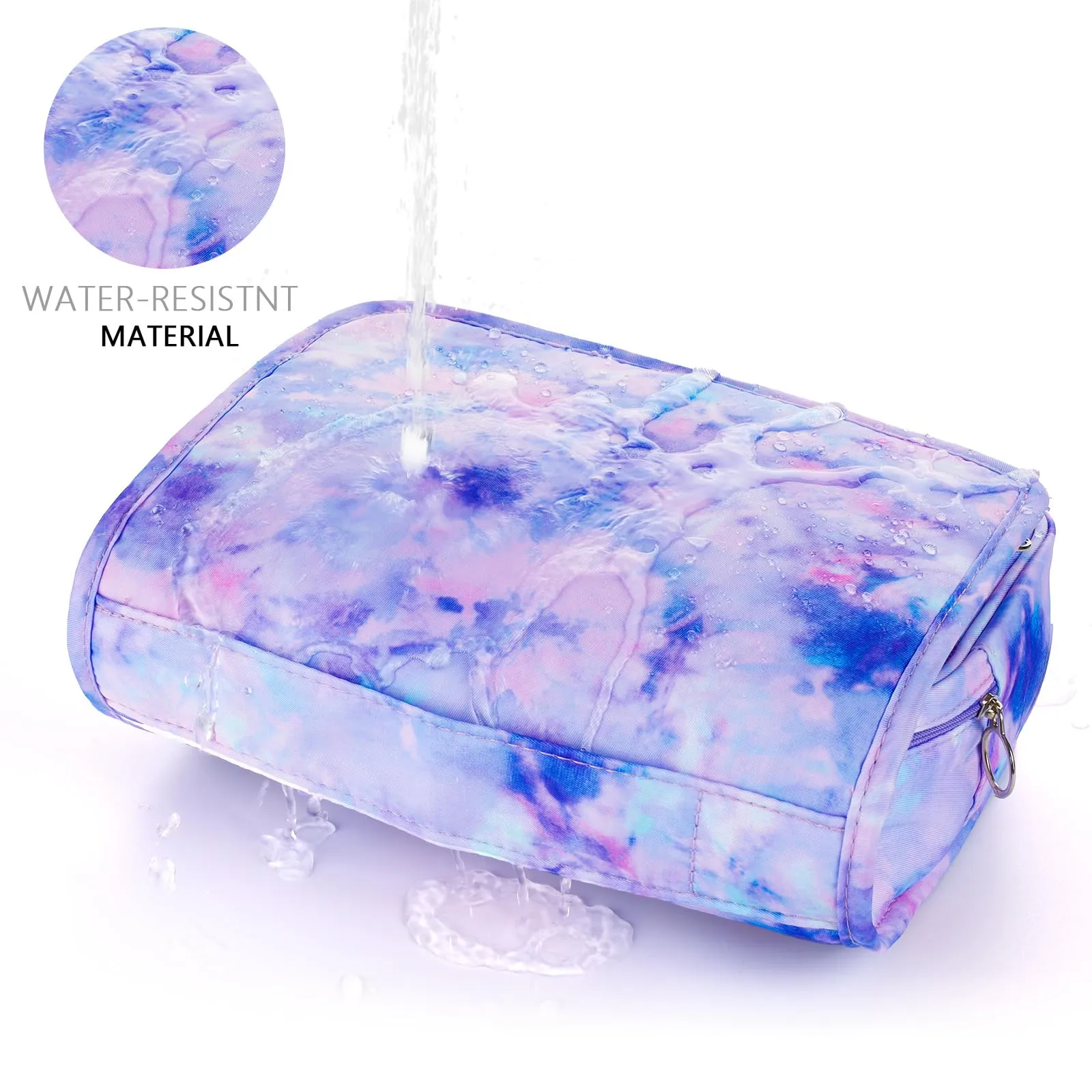 Vipdeal Kids Hanging Toiletry Bag for Girls, Travel Toiletry Bag for Little Young Girls Cosmetic Makeup Waterproof Wash Bag Toddler Traveling Toiletries, Tie Dye Purple