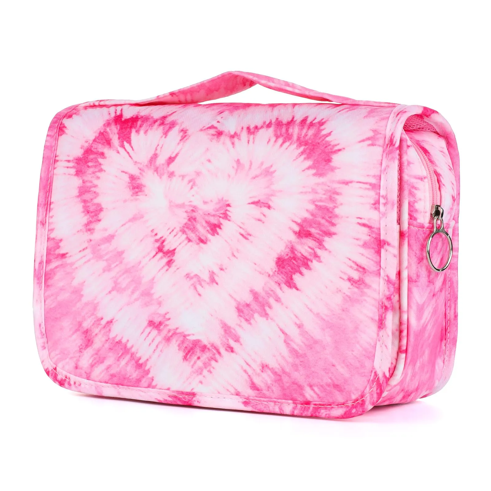 Vipdeal Kids Hanging Toiletry Bag for Girls, Travel Toiletry Bag for Teen Girls Cosmetic Makeup Waterproof Wash Bag Traveling Toiletries, Tie Dye Pink Heart