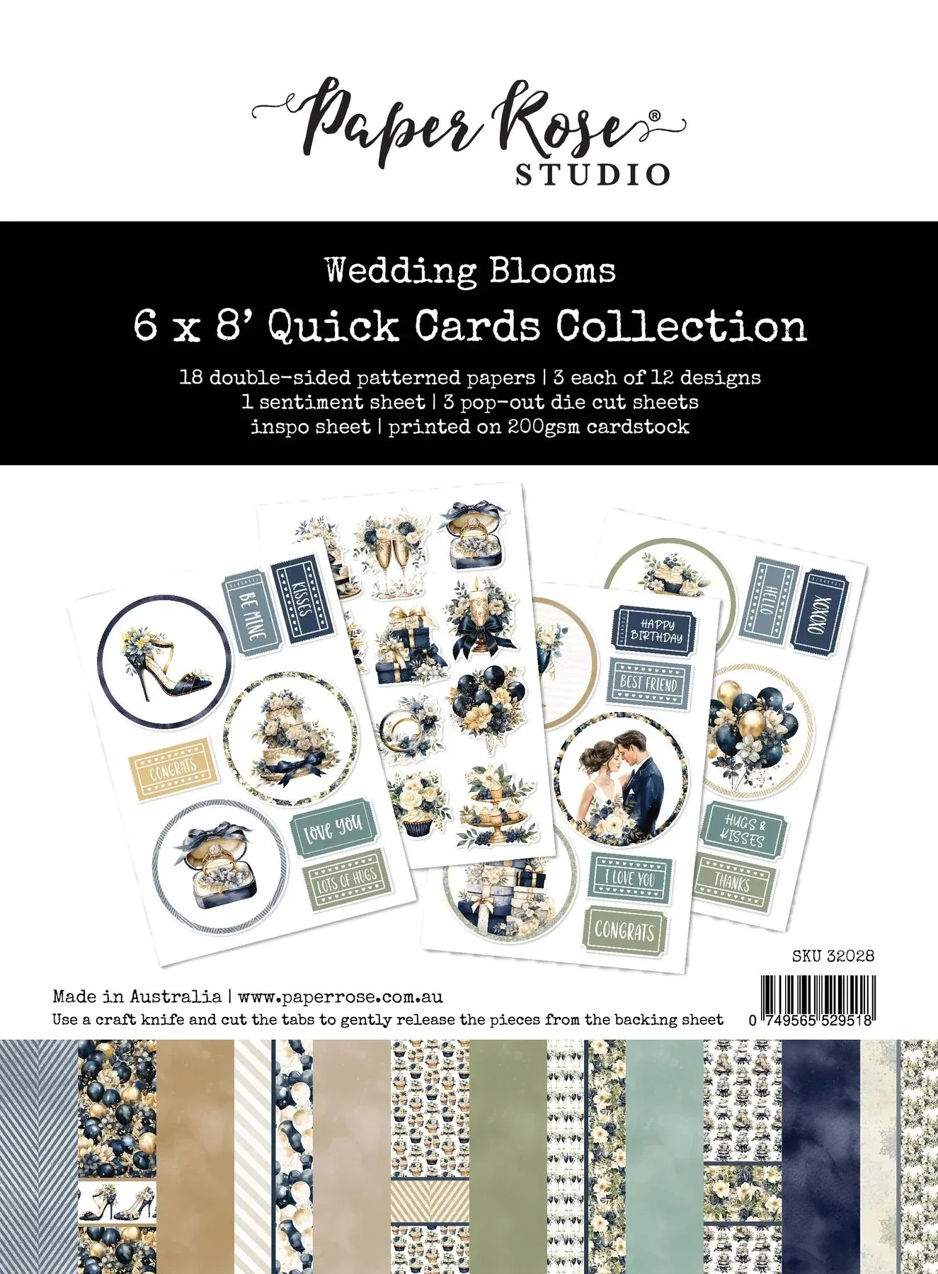 Wedding Blooms Quick Cards 6x8” Die Cuts & Sentiments Paper Rose 32025