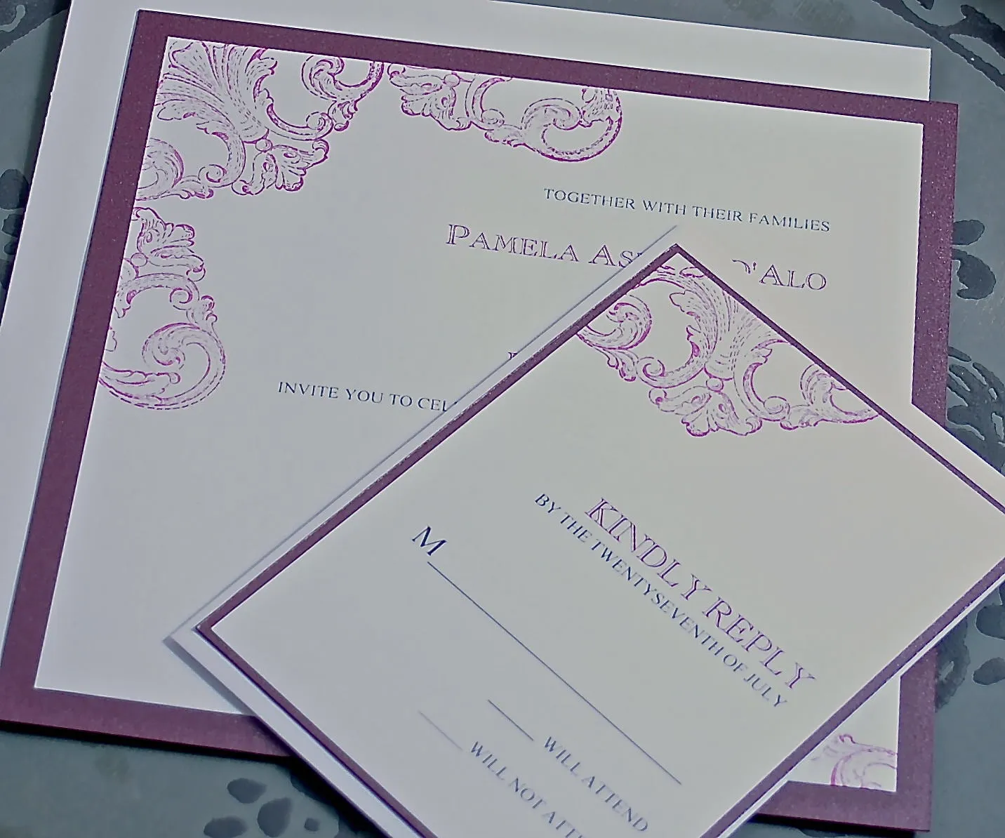 Wedding Invitation - Vintage Invitations - Elegant Invitation - Purple Invitation - Square Invitation - Birthday Invitation-Party Invitation