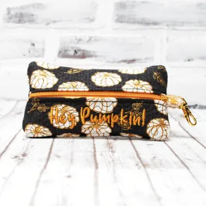 White and Gold Pumpkin Personalized Quilted Pouch