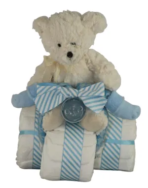 White Bear on Bike Diaper Cake