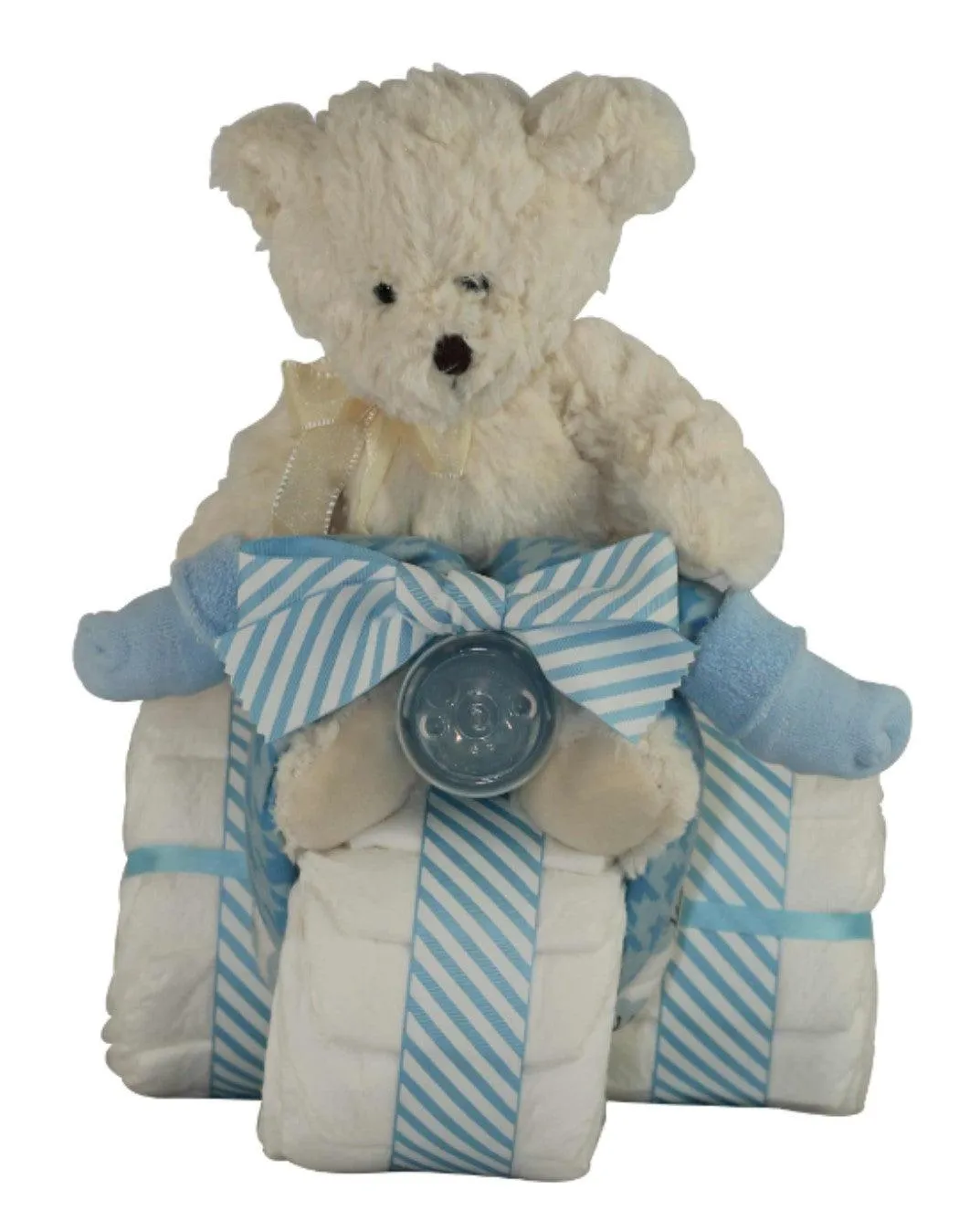 White Bear on Bike Diaper Cake