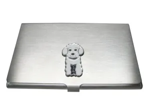 White Toned Poodle Dog Business Card Holder