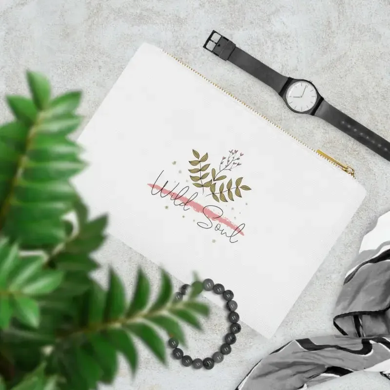 Wild Soul Cosmetic Bag with Gold Color Zipper